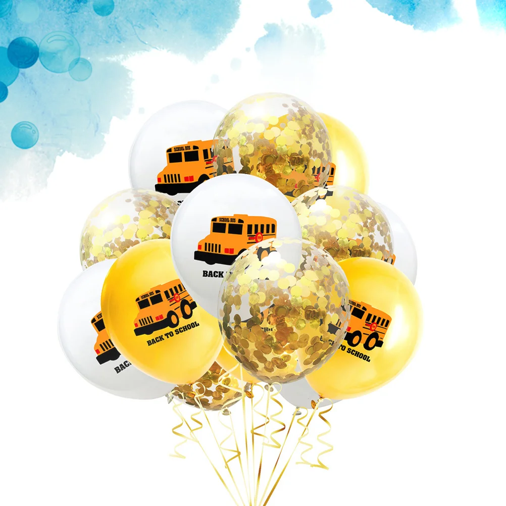 

15Pcs Back to School Party Balloons Set School Bus Printing Latex Balloons Kit Safe Odorless Classroom Decoration Supplies