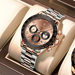 POEDAGAR Luxury Men Watch Chronograph Waterproof Luminous Date Man Wristwatch Outdoor Sport Stainless Steel Men's Quartz Watches