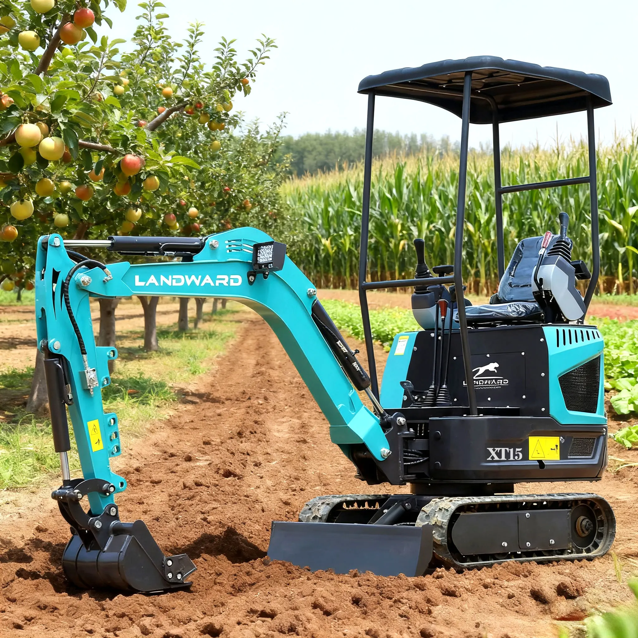 LANDWARD Agriculture Mini Excavator Hydraulic Crawler Excavator 1.5 Tons Home Garden Mini Excavator with Bucket Euro5 Customized