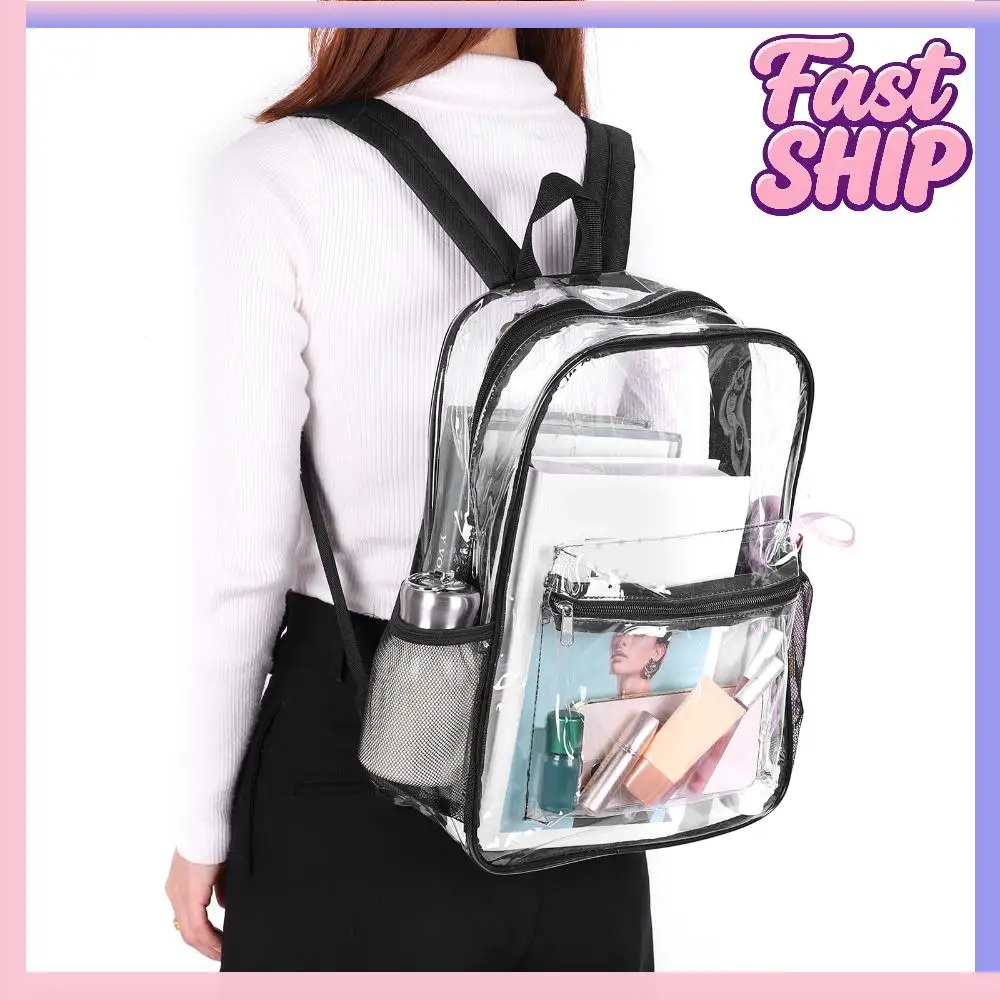 

Набор из 50 прозрачных рюкзаков из ПВХ, водонепроницаемые, 15 дюймов, для колледжа, путешествий, спорта, работы, одобренные для использования на стадионах