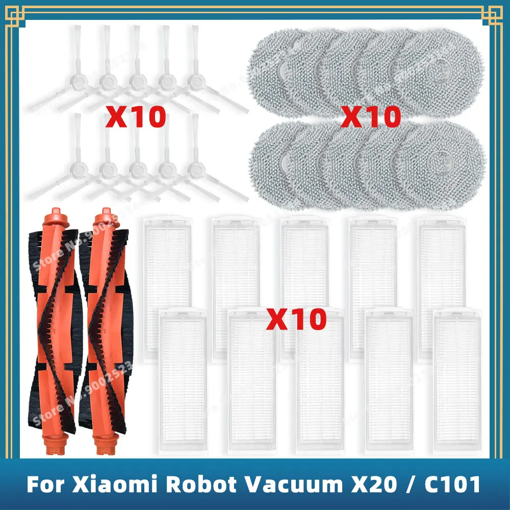 

Compatible For Xiaomi Robot Vacuum X20 C101 C101JZ Replacement Spare Parts Accessories Main Side Brush Hepa Filter Mop Cloth