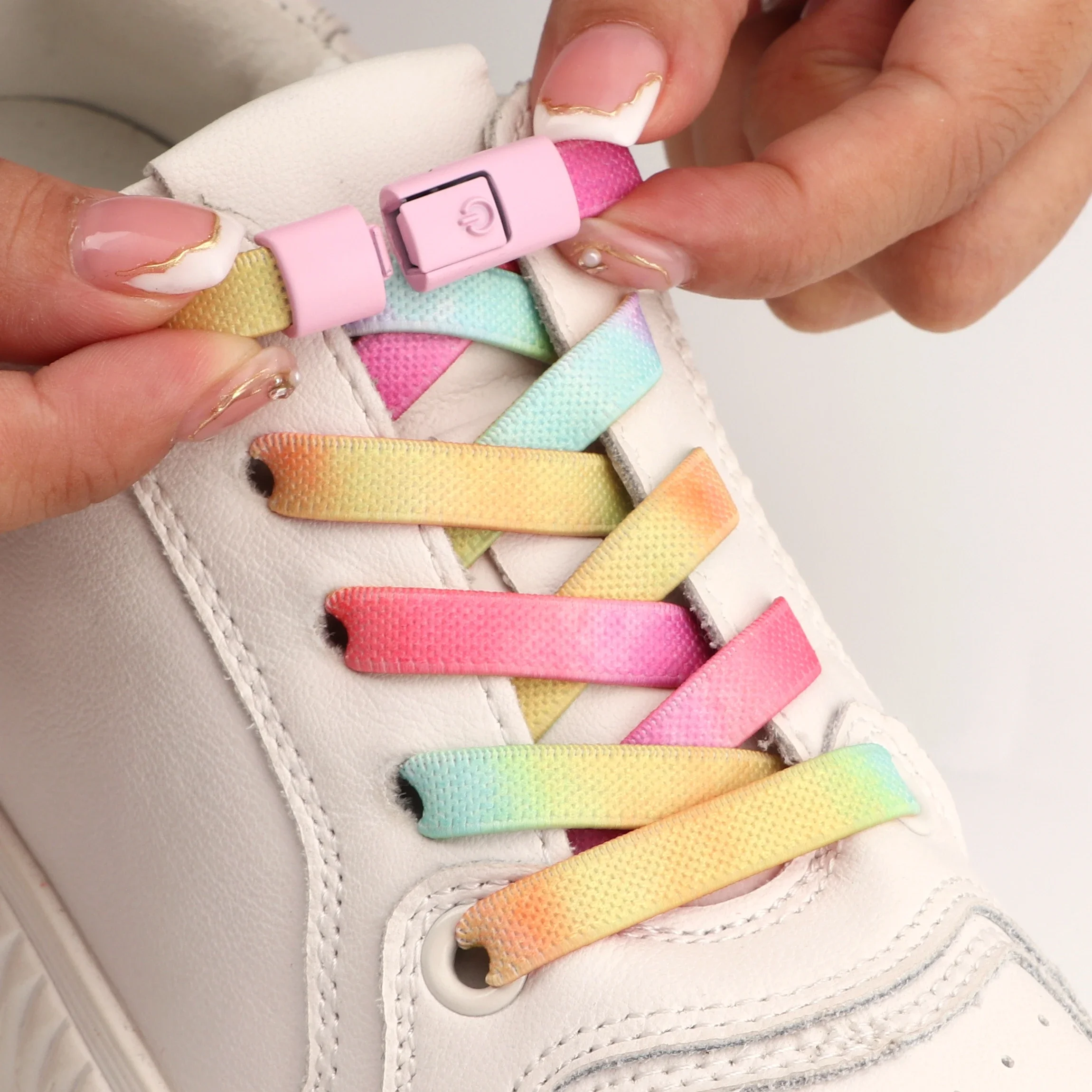 1 Paar Schnürsenkel ohne Krawatte, Metall-Druckverschluss, elastische Schnürsenkel, flach, für Turnschuhe, praktisch für alle Altersgruppen, Lazy Shoes, Spitzenzubehör