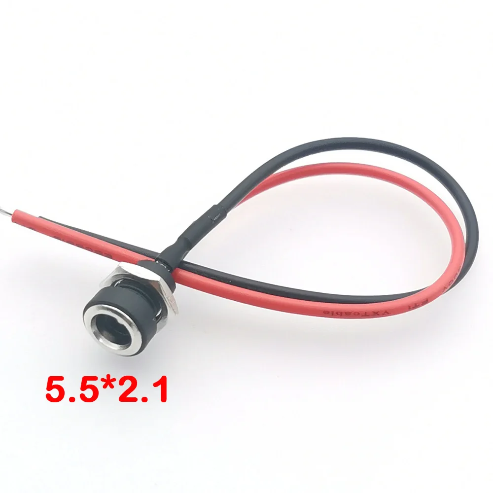 18AWG DC 5.5*2.1/2.5 3.5*1.3 Power Cable Wire Connector Charger 10A high Current DC Power Plug Female Socket About 15CM