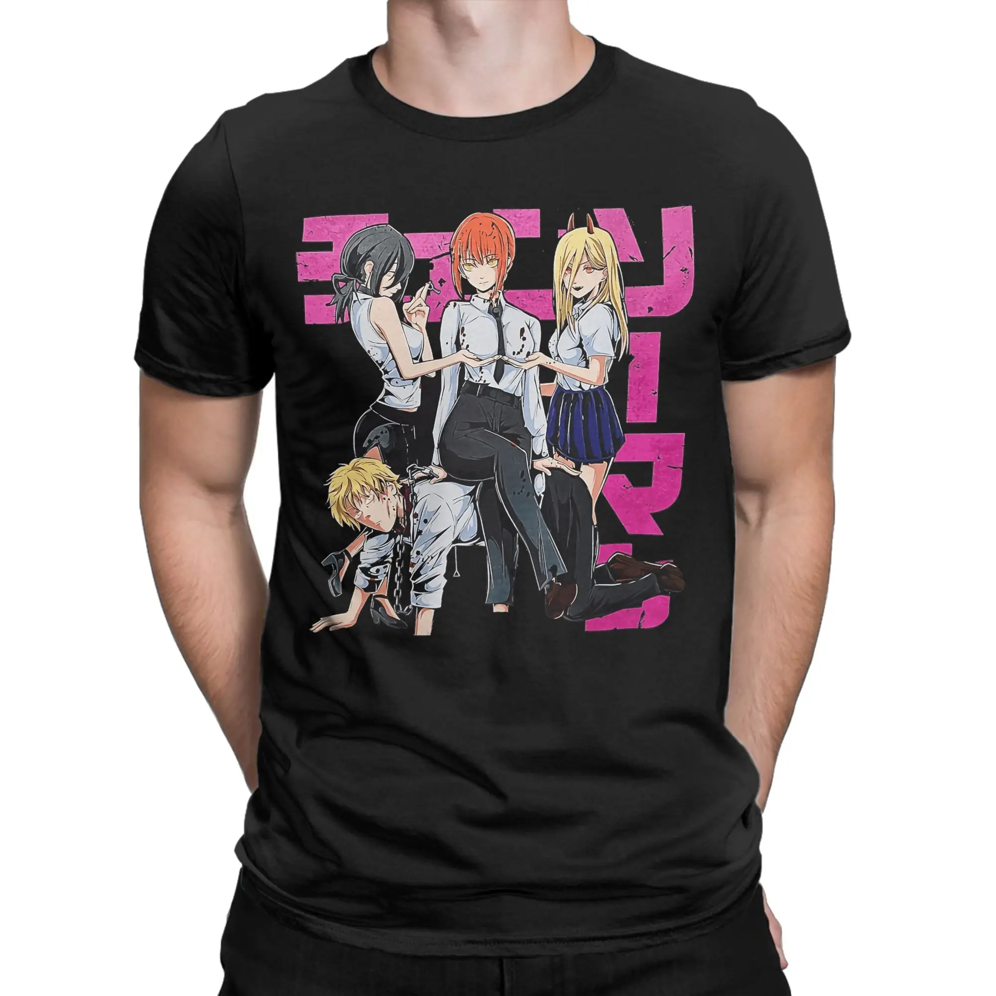 Oversized T-Shirt Summer Chainsaw Japanese Anime Trendy Cool T-Shirts Cotton Tee Shirt Mens Awesome Wholesale Short Sleeve Tops