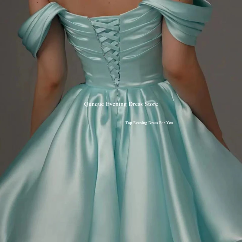 Qunque Off The Shoulder Mint Green Homecoming Dress Customized Prom Dresses Lace-up Back Cocktail Dresses вечернее платье в по