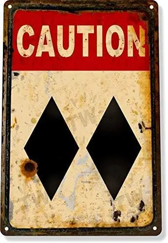 Metal Iron Painting 8X12 Inch Tin Sign B920 Caution Double Diamond Ski Slopes Lift Lodge Resort Expert Metal Decor sign