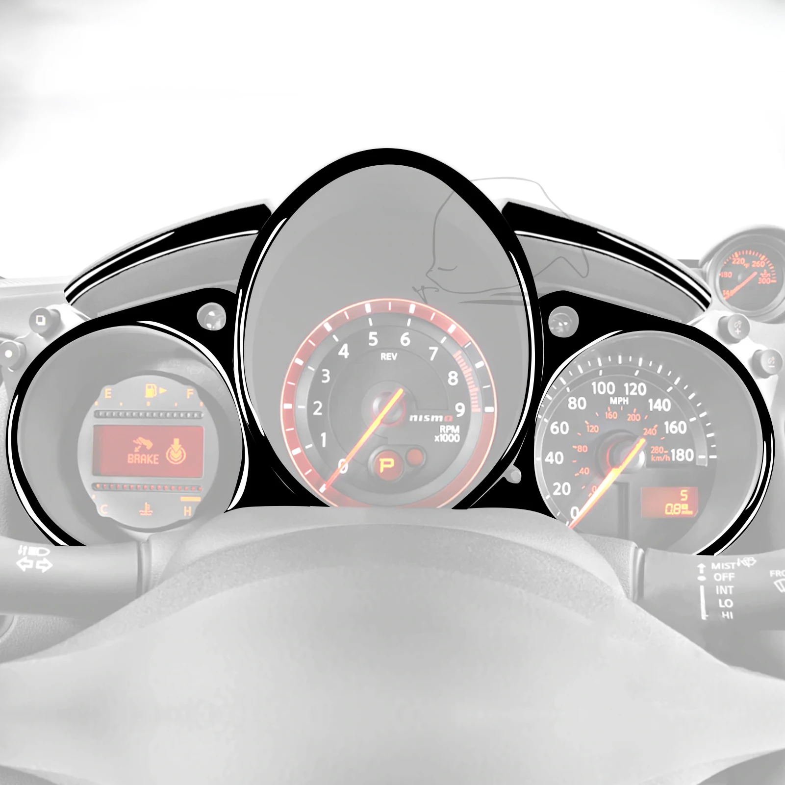 FOR NISSAN  370Z Z34  2009-up Piano Black Car Dashboard Speed Dashboard Panel Frame Decoration Interior Accessories Stickers