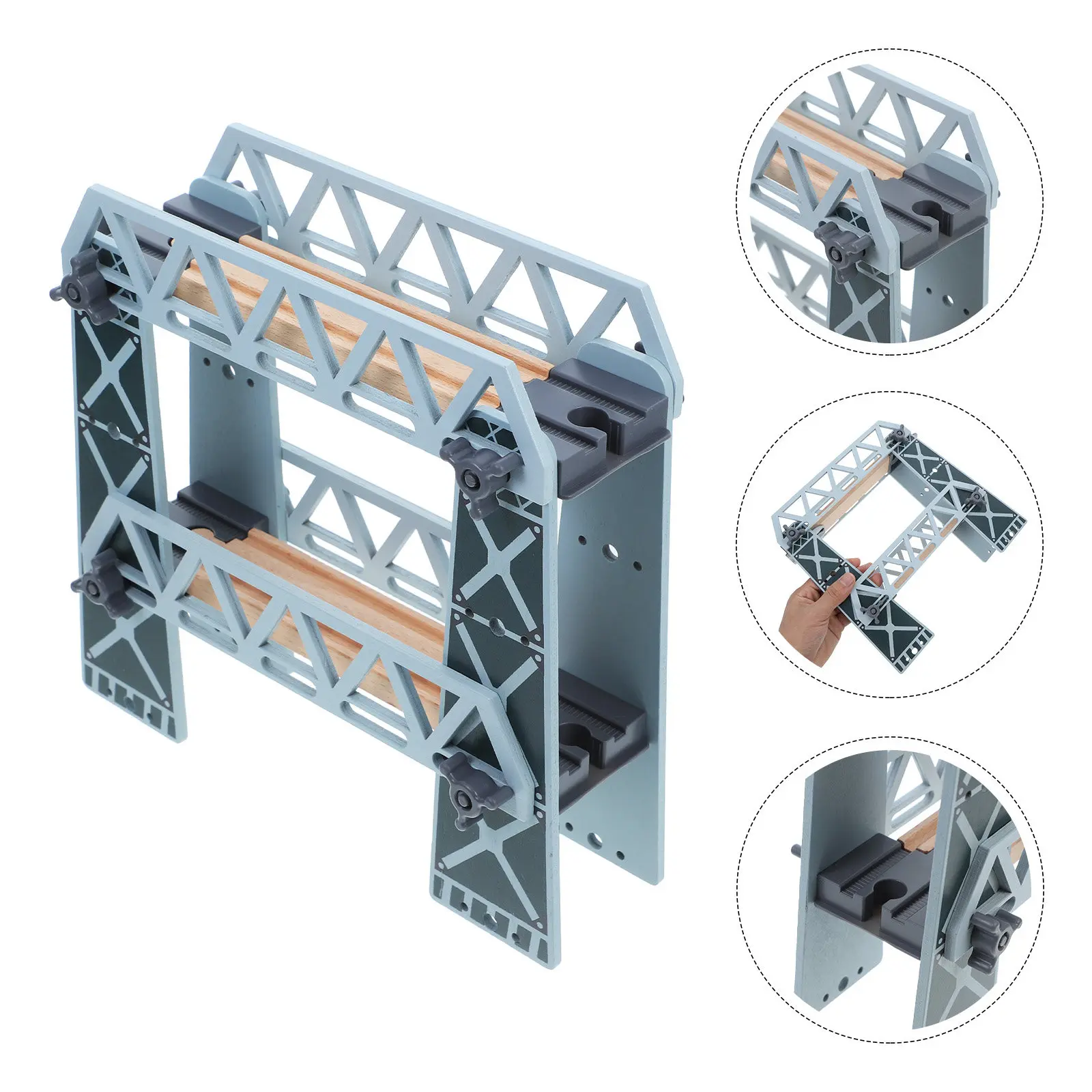 

Wooden Train Track Bridge Detachable for Toddlers Educational Layout Building Logical Thinking Skill