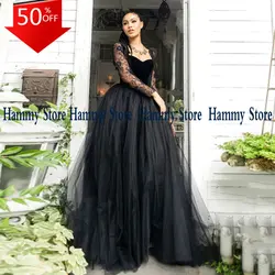 Black Wedding Dresses for Women Bride Long Sleeves Sweetheart Lace A Line Vestidos De Novia Gothic Bridal Gown Marriage Dress