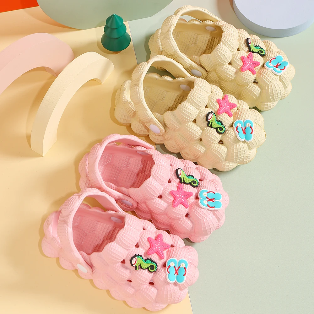 Kids Slippers DIY Sea Star Pattern Waterproof Anti-slip Garden Shoes Boy Girl Outdoor Casual Beach Sandals Children