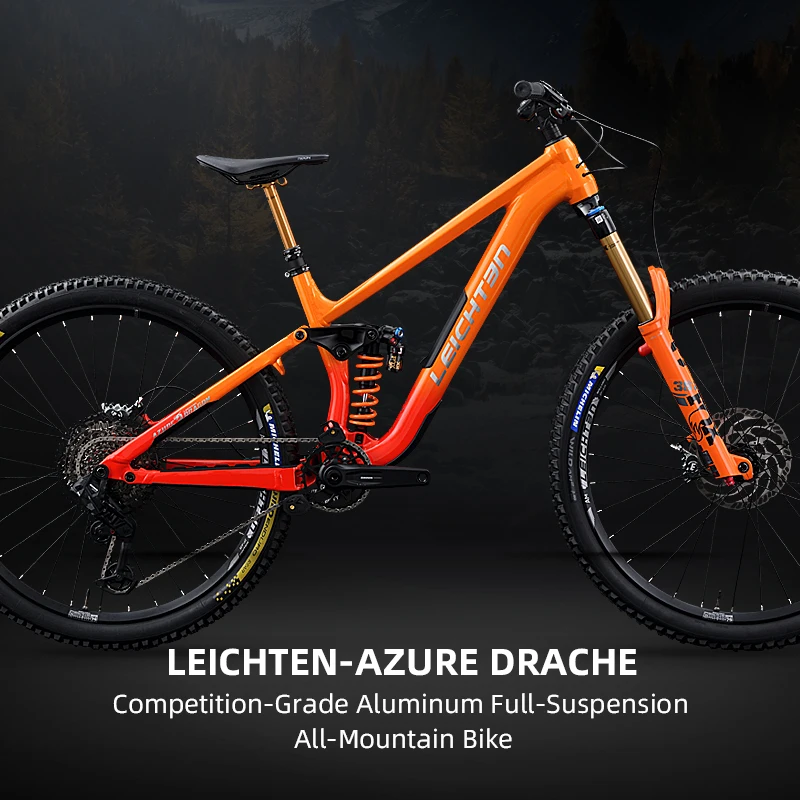 LEICHTEN AZURE DRACHE Full‑Suspension All‑Mountain MTB Complete Bike Hydraulic Brake Internal Cable Routing Off‑RoadTrail Riding