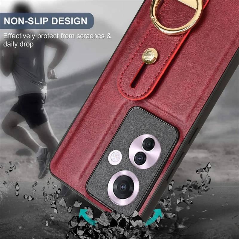 

Suitable for OPPO Reno 11A CPH2603 case luxury lanyard PU leather wristband ring case multifunctional custom phone case