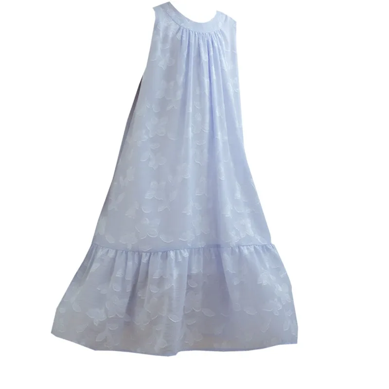 فستان صيفي أزرق أصفر وردي للفتيات جديد 2025 فساتين لطيفة للفتيات 10-12 6 7 8 9 11 13 14 15 17 18 20 25 سنة مع بطانة #5