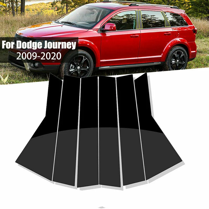 

6Pcs/Set Carbon Fiber Black Car Window Pillar Posts Door Trim Decal Cover For Dodge Journey 2009-2020 Exterior Car Accessories