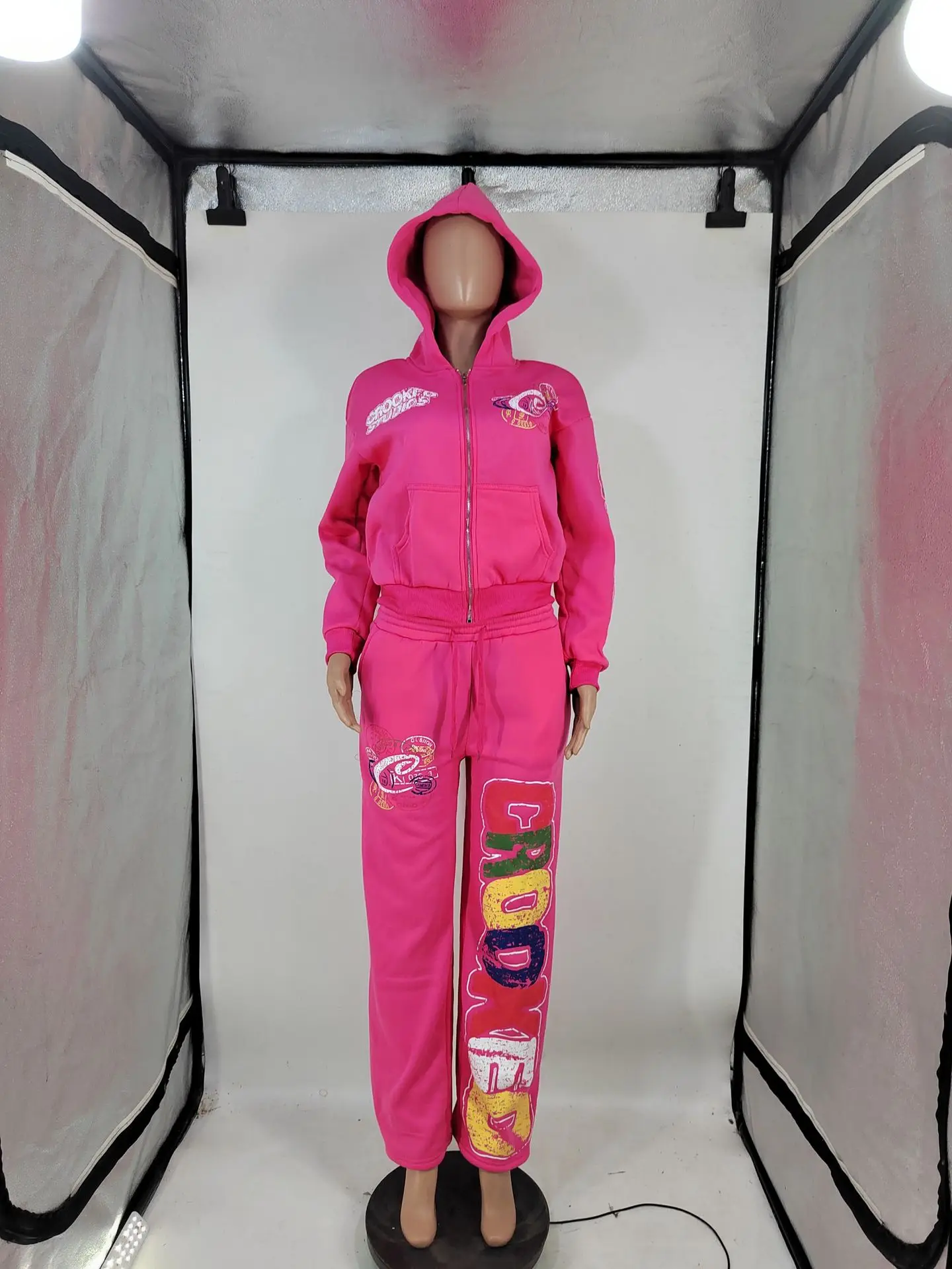 2024 inverno com capuz topos 2 peça calça conjunto roupas femininas outono y2k streetwear pulôver sportwear sexy elegante rosa conjuntos de duas peças