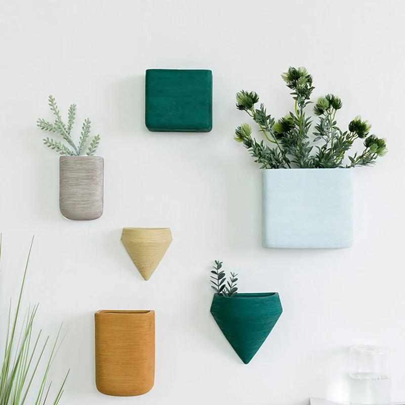 Pot Bunga Terpasang Di Dinding Bentuk Geometris Balkon, Ruang Tamu, Vas Dekoratif Terpasang Di Dinding Kafe Mudah Digunakan C
