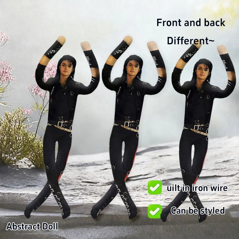 Michael Jackson Biegbare Plüschpuppe mit integriertem Eisendrahtrahmen, bewegliche abstrakte Rat-Jerky-Figur, Fan-Support-Spielzeug, Deko-Geschenk