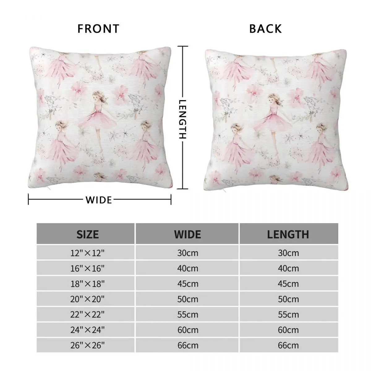 Little Ballerina Dancing Square Pillowcase Polyester Linen Velvet Pattern Zip Decor Throw Pillow Case Car Cushion Cover