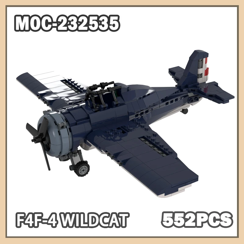 

MOC-232535 552PCS F4F-4 Wildcat Building Block Model Brick Fighter Military Serie Set Creative Gifts Kit - Perfect birthday gift