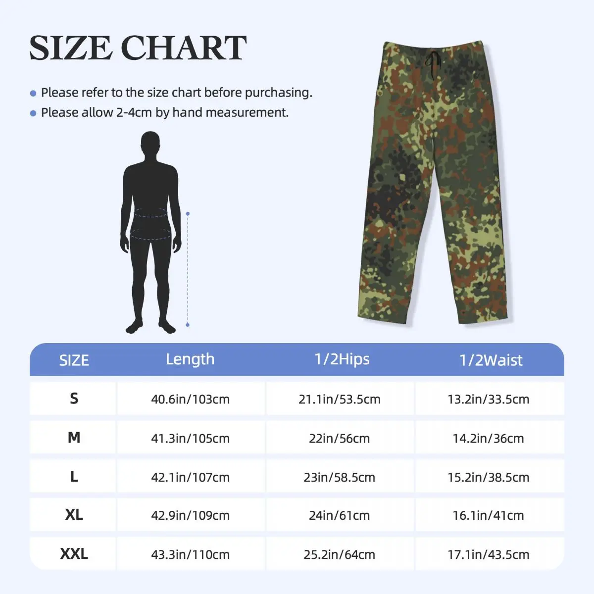 Custom Flecktarn Camo Pajama Pants Sleepwear for Men Elastic Waistband Camouflage Sleep Lounge Bottoms with Pockets