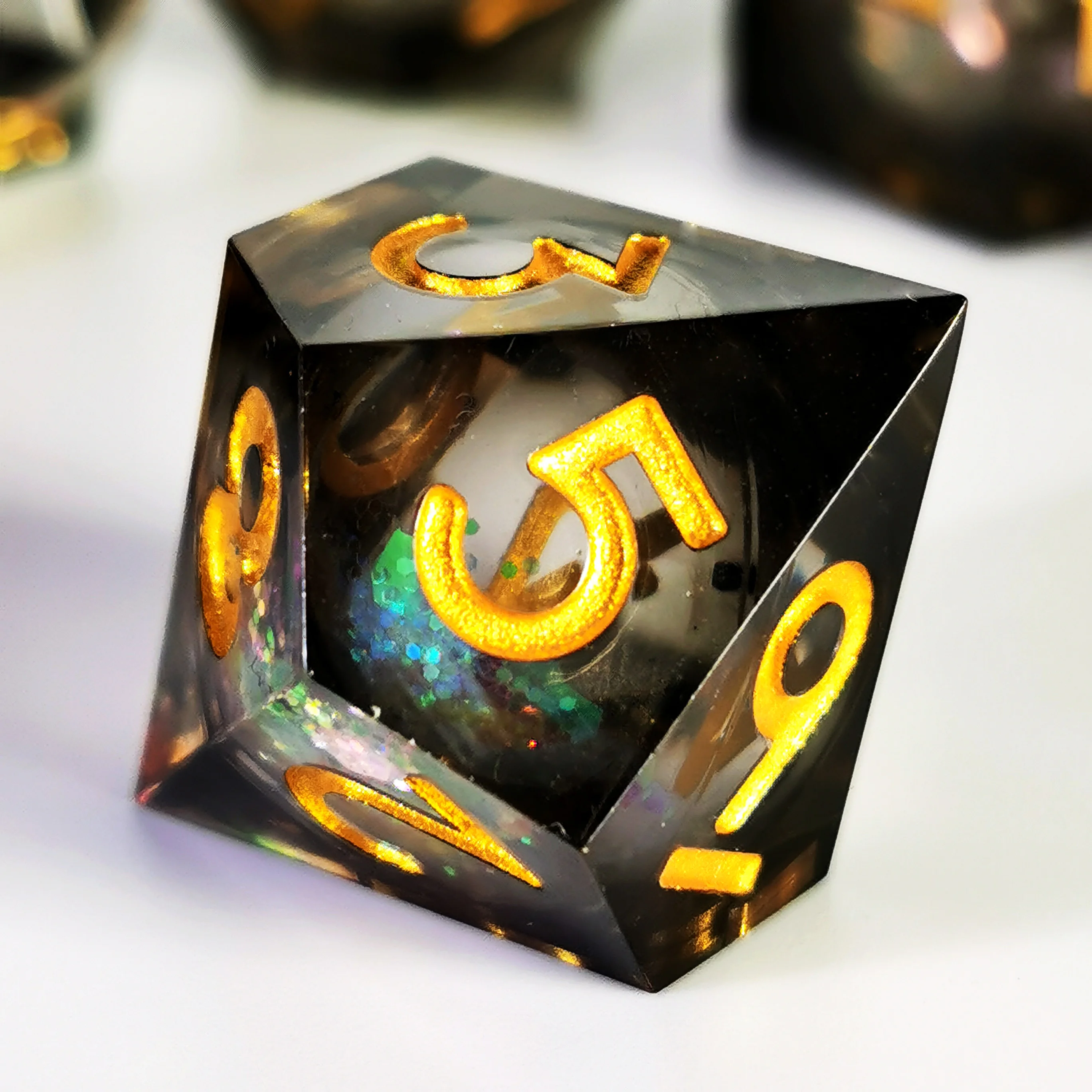 DnD Dice Set - 7 Resin Polyhedral Dice with Rainbow Color Effect for Dungeons and Dragons RPG Games
