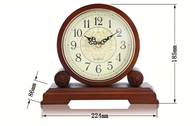 

Solid Wooden Table Clock Home Decoration Silent Quartz Movement Europe Style Desk Clock