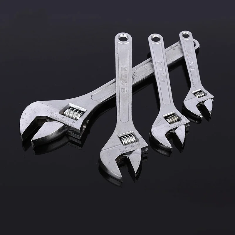 Adjustable Wrench Large Openin Long Handle Universal Spanner Clamp Wrench CR-V Steel Mechanical Workshop Hand Repair Tools