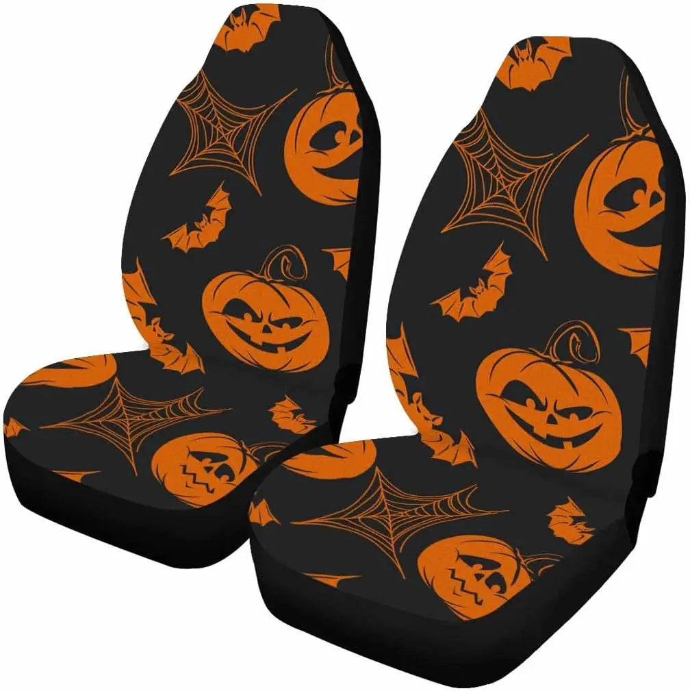 

Pumpkin and Cobweb Spider Web Halloween Funny Decorative Pattern Car Seat Covers Set of 2 for Front Seats Anti-Slip One Size