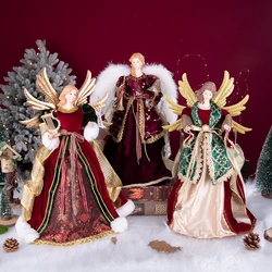 40cm Christmas Angel Topper Angel Doll Tree Top Star Reusable Feather Decor Good Detail Christmas Plush Winged Tree Top Decor