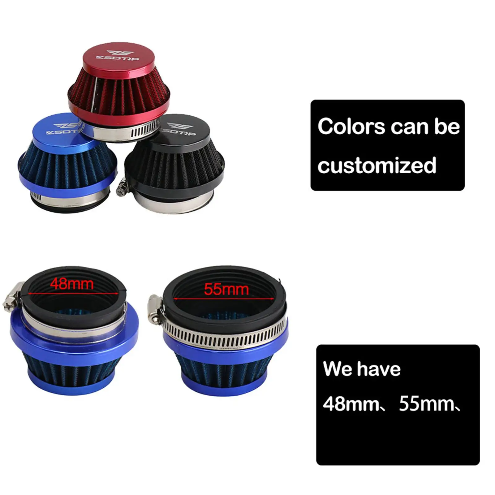 Motorcycle Air Filter 48mm / 55mm Accessories Car Styling Direct Replaces Intake Mushroom Head Cleaner Fit for Dirt Bike ATV