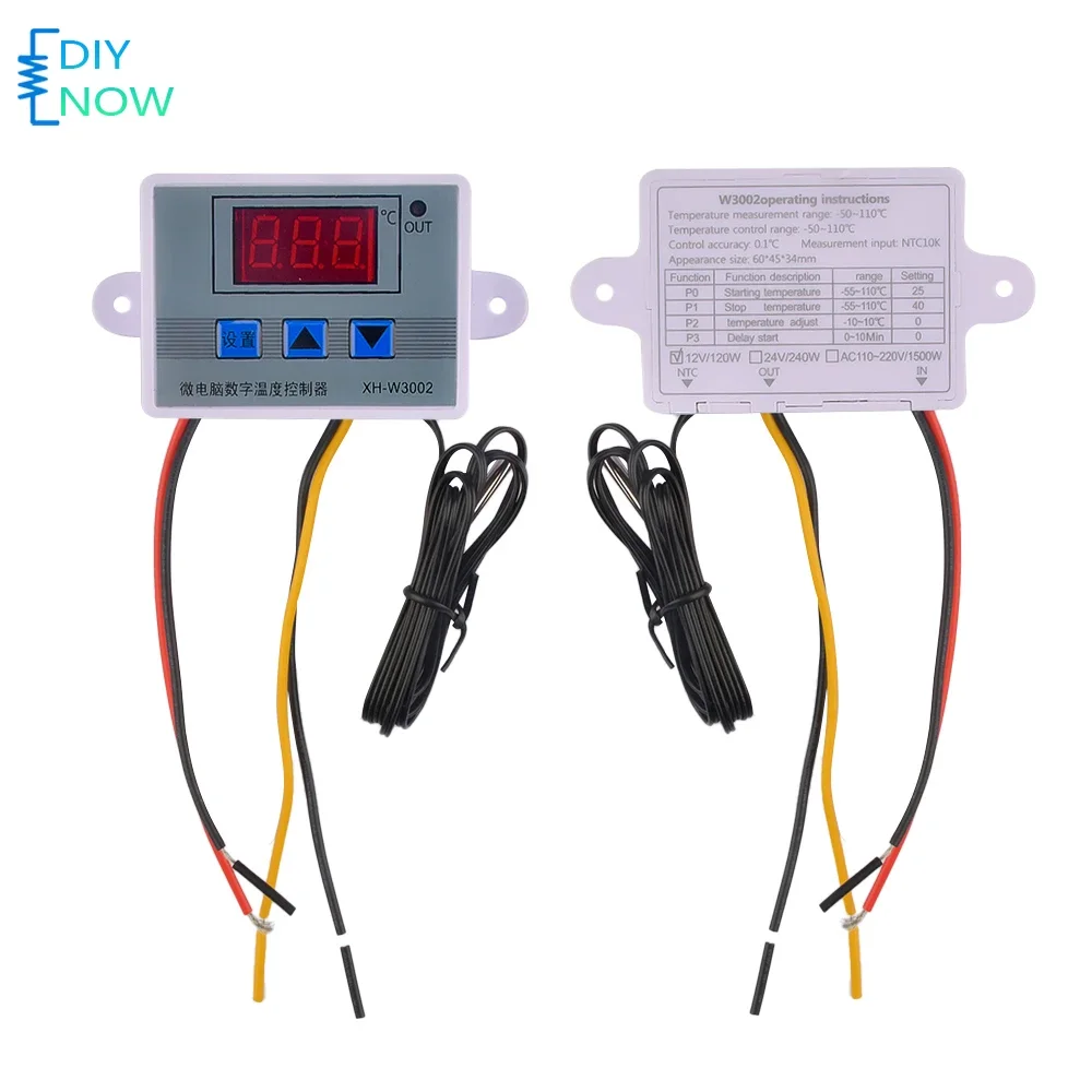 Digital Thermostat XH-W3002 Temperature Controller with High-Brightness Display for Industrial Equipment 12V/24V/220V