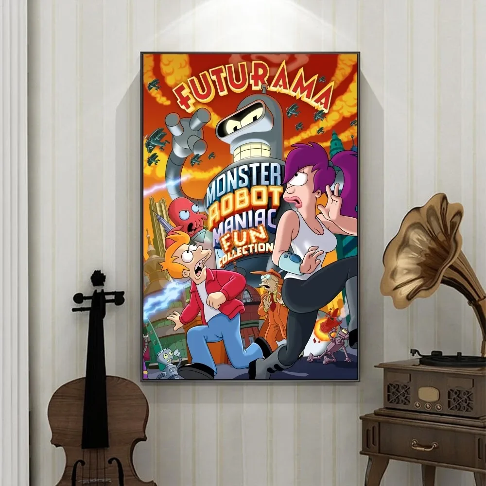 Cartoon F-Futurama Poster Classic Anime Poster Fancy Wall Sticker for Living Room Bar Decoration Decor Art Wall Stickers