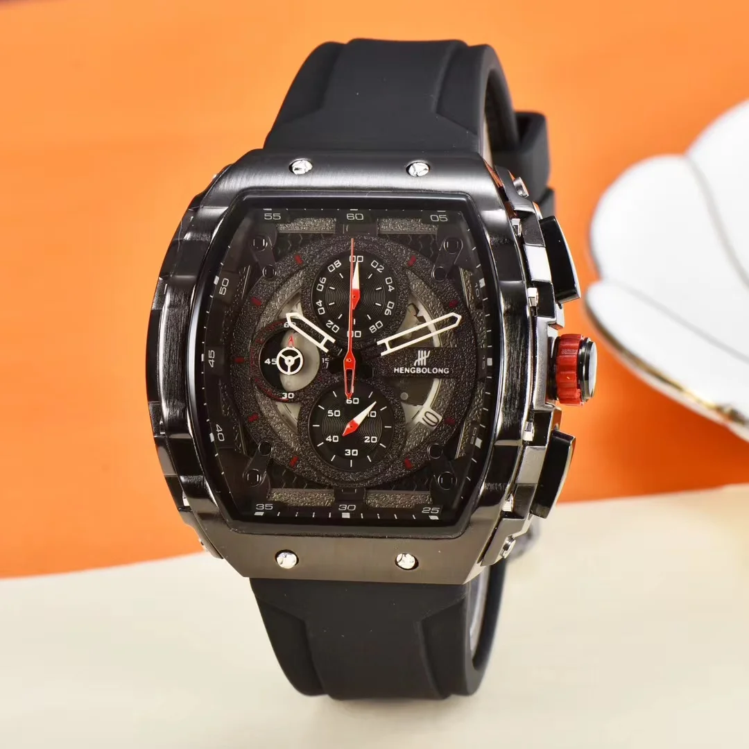 

New men's quartz bowl watch rubber strap multi-function chronograph sports watch Fashion trend business high quality men's watch