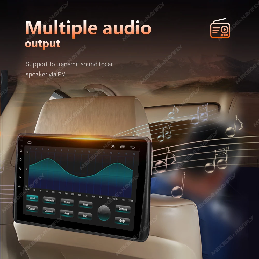 Navifly 10.1 بوصة مشغل وسائط متعددة سيارة مسند الرأس MP5 دعم Carplay أندرويد السيارات USB المقعد الخلفي رصد AV شاشة تعمل باللمس