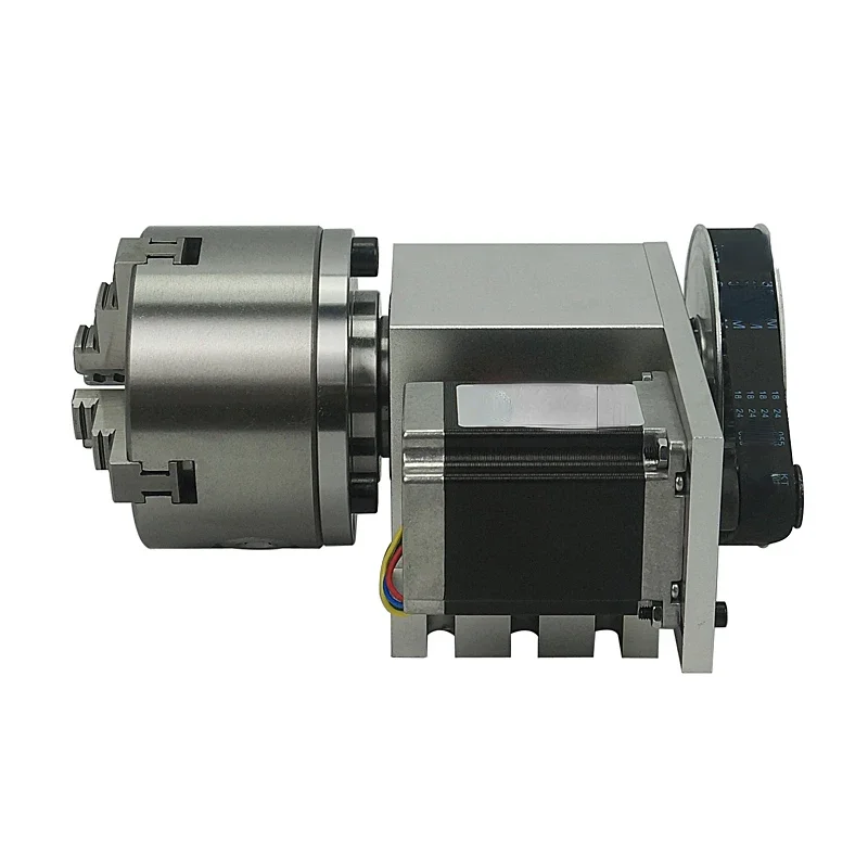 Hot selling CNC engraving machine fourth axis rotating shaft 80mm 100mm four jaw chuck hollow shaft