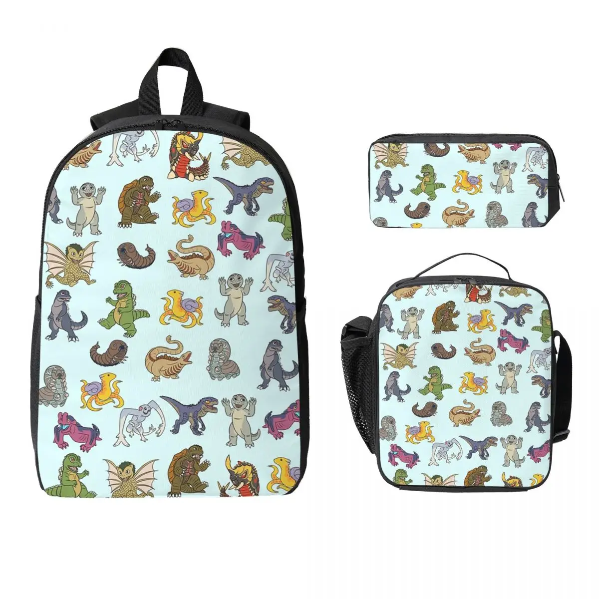 Mochila Kaiju Babies para estudiantes, mochila escolar para niños y niñas, bolsos de hombro para ordenador, bolsa de almuerzo aislada de 3 piezas, estuche para lápices