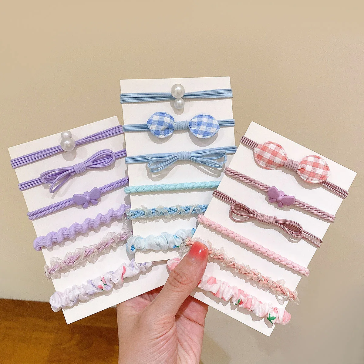 6Pcs/set Candy High Elastic Hair Band for Girls Ponytail Holder Hair Rope Bow Scrunchie Hair Ties Rubber Headband Accessories