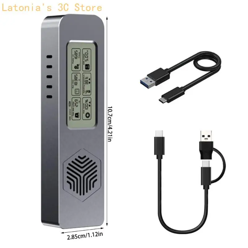 Tragbares NVMe-SATAs-SSD-Gehäuse mit LCD-Display und Lüfter zur Wärmereduzierung X3UB – Detail 6