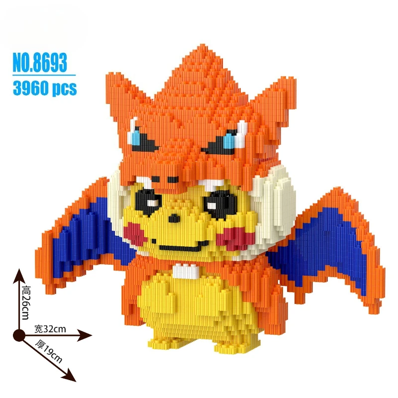 Pokemon Pikachu bouwstenen 45 cm verlichte hartvormige stenen speelgoedcadeau voor volwassenen kinderen stressverlichting