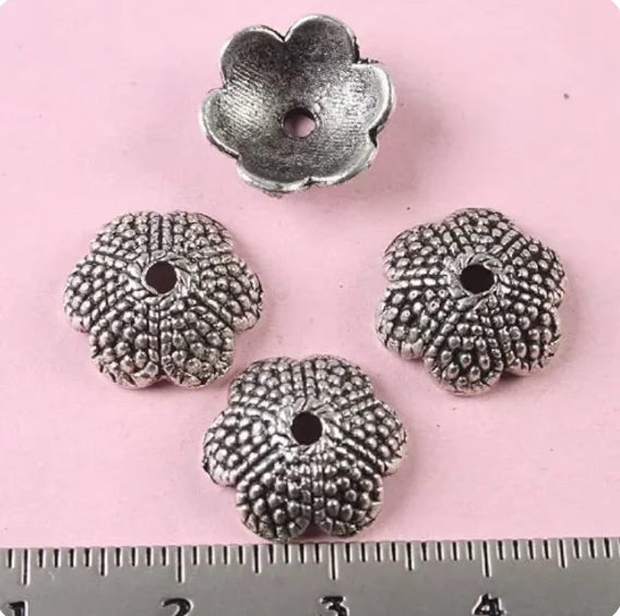 32 stücke 12mm tibetische silberfarbene strukturierte Blumen perlen kappen hwh1779 für die Schmuck herstellung