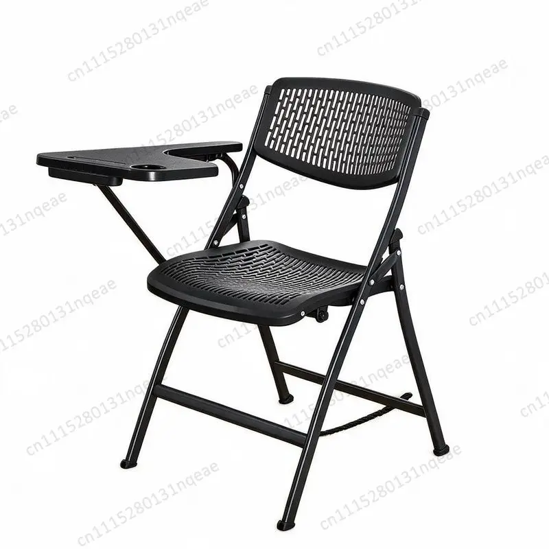 Outdoor Folding Chair Black Metal Frame Leather Soft Backrest Stackable Garden Beach Hotel Wedding Party Event Chair