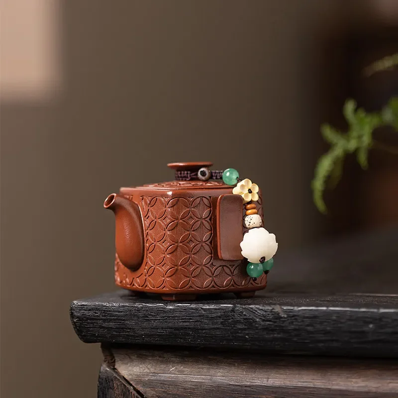 Carved ingot square pot Household anti-scalding square hand-grasping pot Personal special teapot Single pot