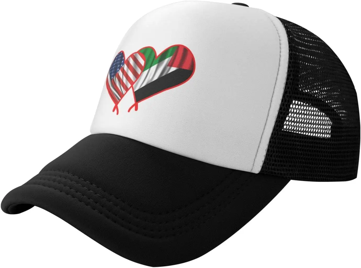 

США ОАЭ Флаг Сердце Дружба Дальнобойщик Кепка Полиэстер Сетка Назад Регулируемая Кепка Snapback