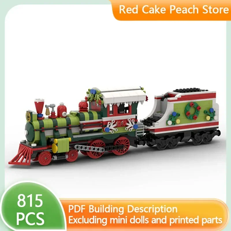 City Car Model MOC Building Brick A Small Train Painted For Christmas Modular Technology Gift Holiday Assemble Children Toy Suit