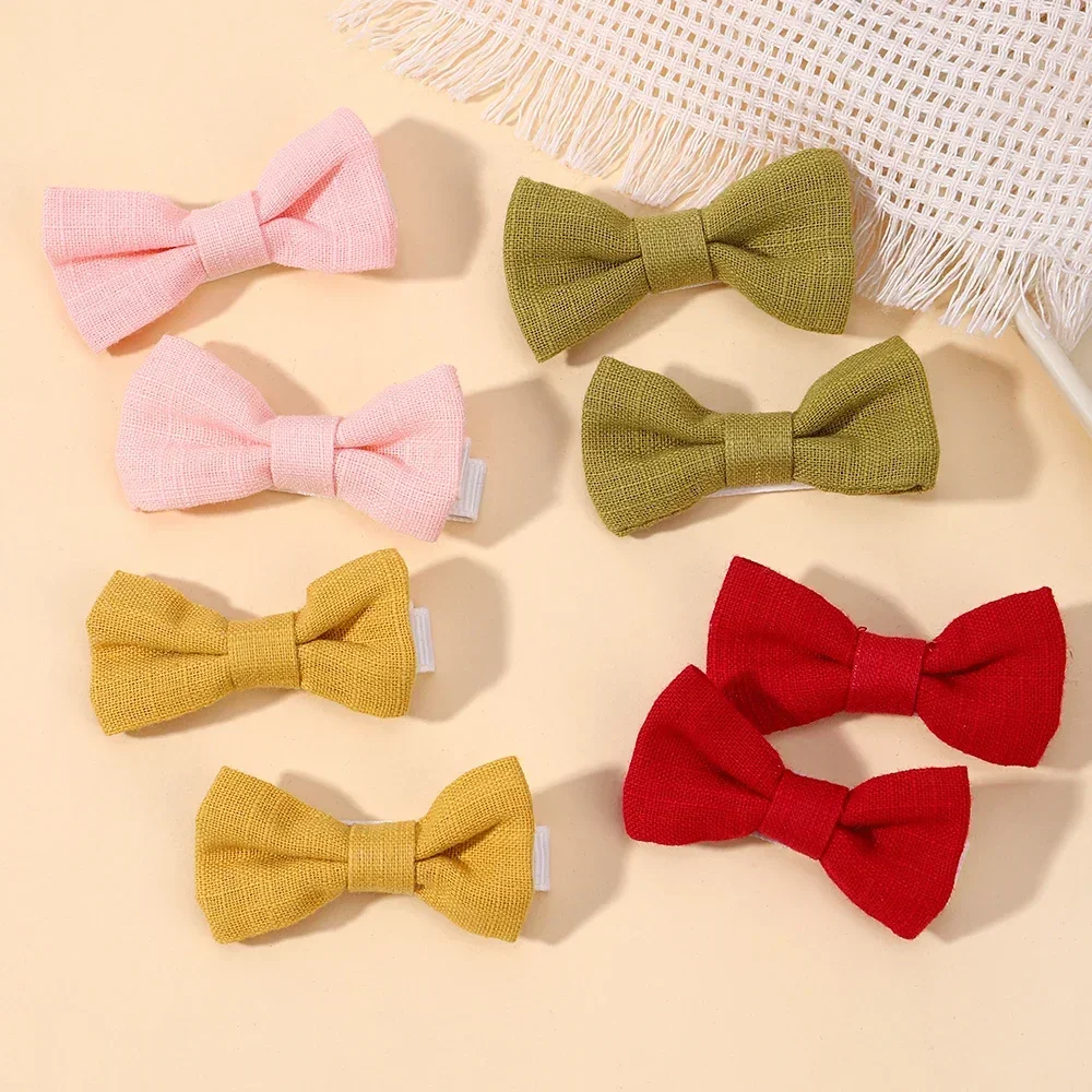 2Pcs Children Kids Bows Hairpins Soft Cotton Hairclip for Girls Cute Print Bowknot Hairgripe Toddler Headwear Hair Accessories