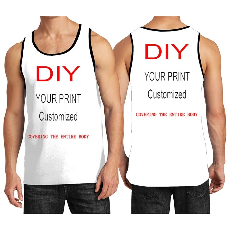

3D Printed Personalized Customization Tank Tops For Men DIY Pattern Tees Summer Casual Loose Street Sports Round Neck Tops Vest