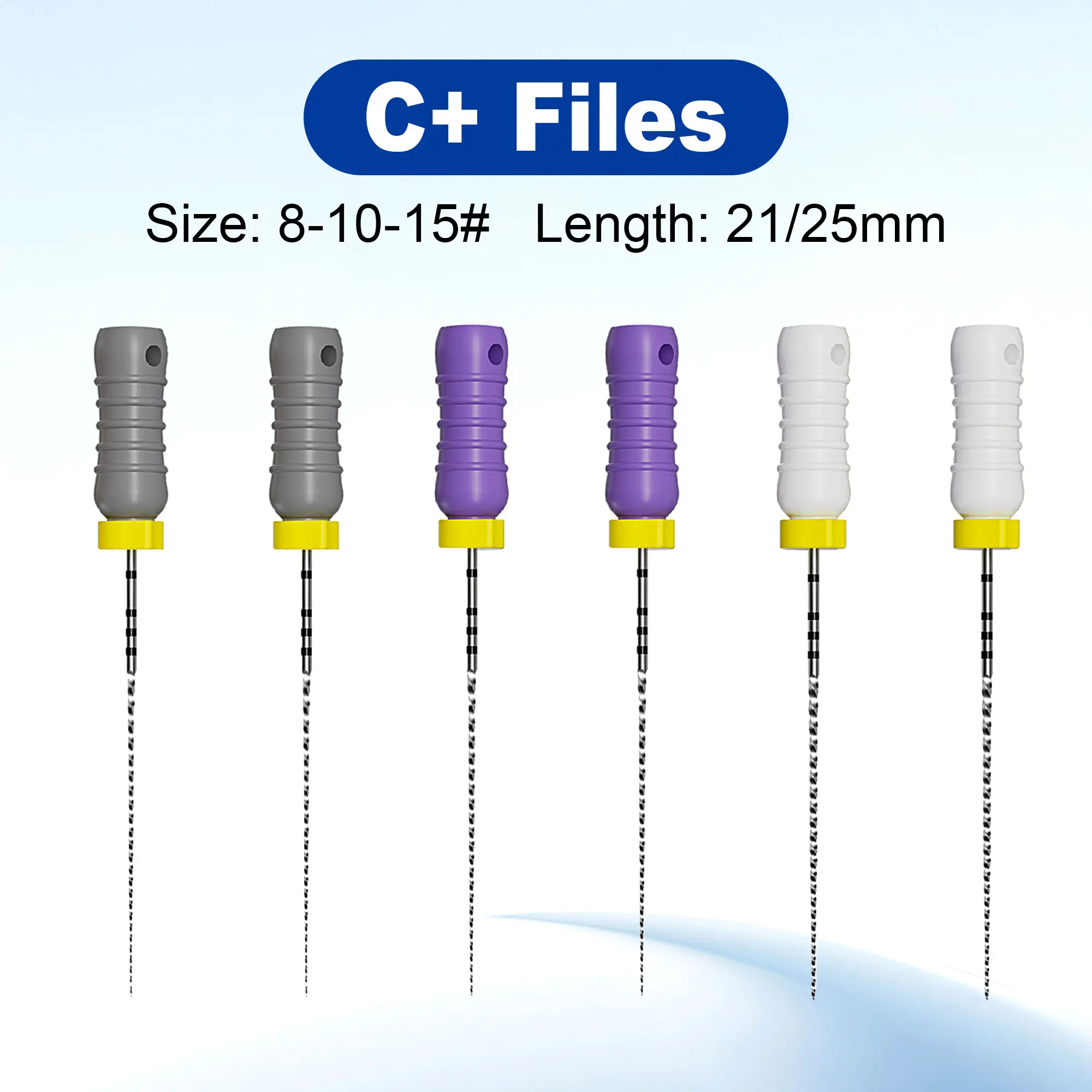 5Boxes Dental C+ File Stainless Steel Endodontic Files 6Pcs/Box Dentistry Tool Non-Cutting Tips #8-15 21/25mm Hand Use Endo File