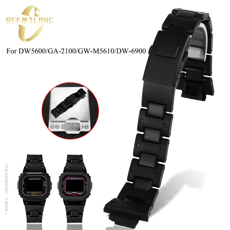 

Plastic watch strap 16mm Black ultralight with convex interface men watchband bracelet For CASIO DW5600/GA-2100/GW-M5610/DW-6900