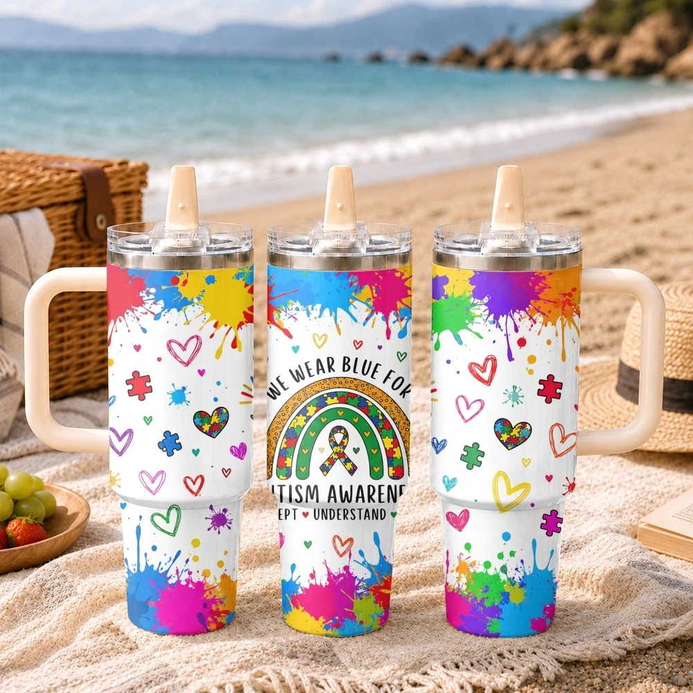Acceptance Understanding Love Autism Vacuum Flasks 40oz Thermal Tumbler Stainless Steel Insulated Water Portable Mug Cup