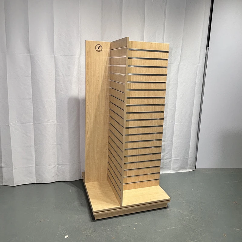 custom.KEWAY Retail Shop Liquor Gnodola Slatwall Shelving Island Display Commercial Wine Wood Gondola Wall Display Rack